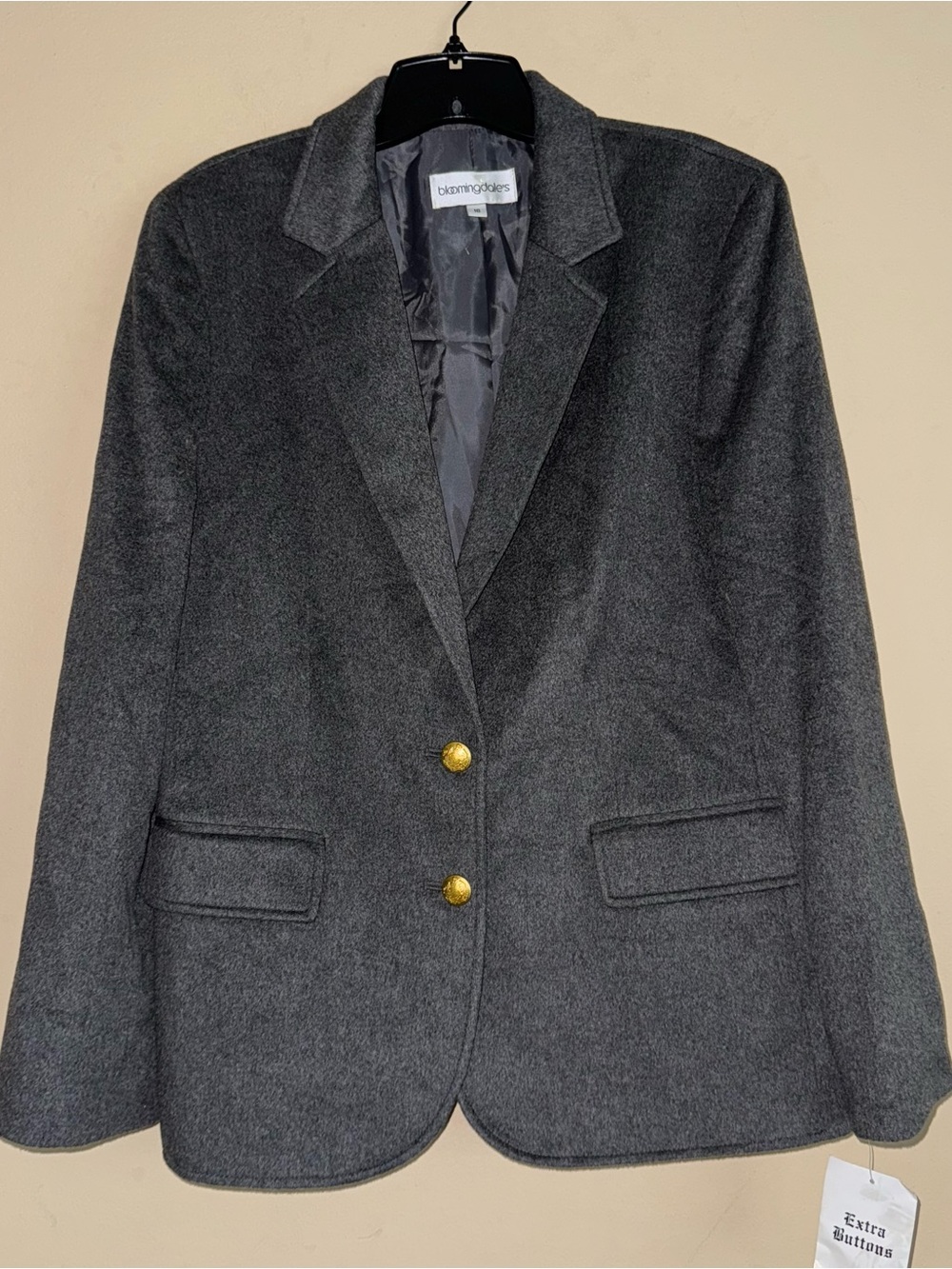 Vintage Bloomingdale’s Women’s 100% Cashmere Gray Button Blazer Jacket 16 NWT!